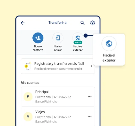 Busca la opción Transferir al exterior en Banca Móvil.