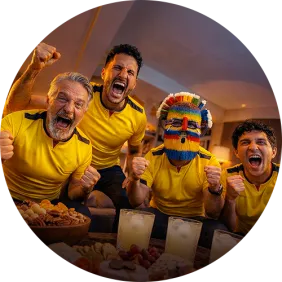 familia celebrando un partido de fútbol en casa