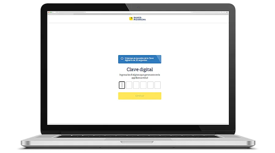 Clave Digital en Banca Móvil: paso tres Tercer paso para obtener la clave Digital en Banca Móvil de Banco Pichincha